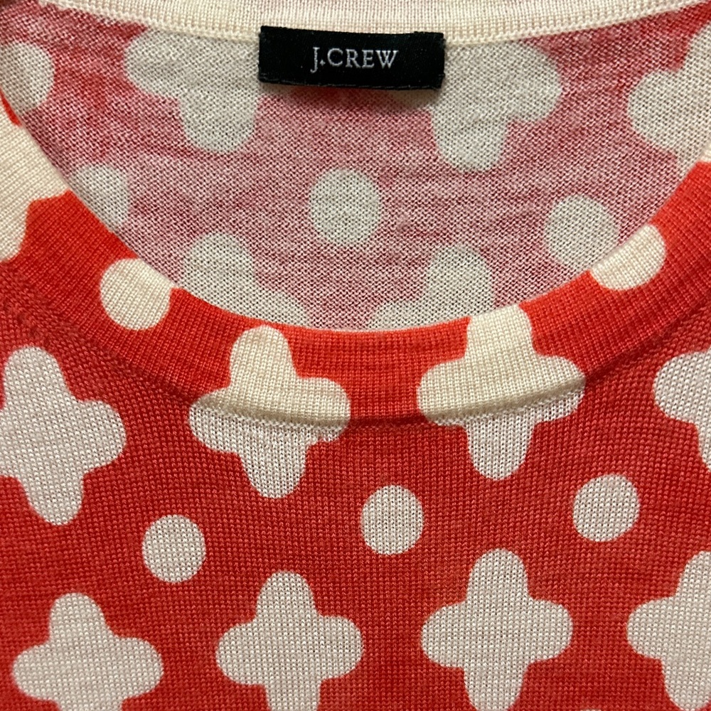 J. Crew Coral and Cream Geometric Sweater Tee - Picture 2 of 3